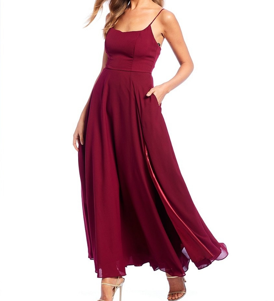 B. Darlin Spaghetti Strap Scoop Neck Lace-Up Back